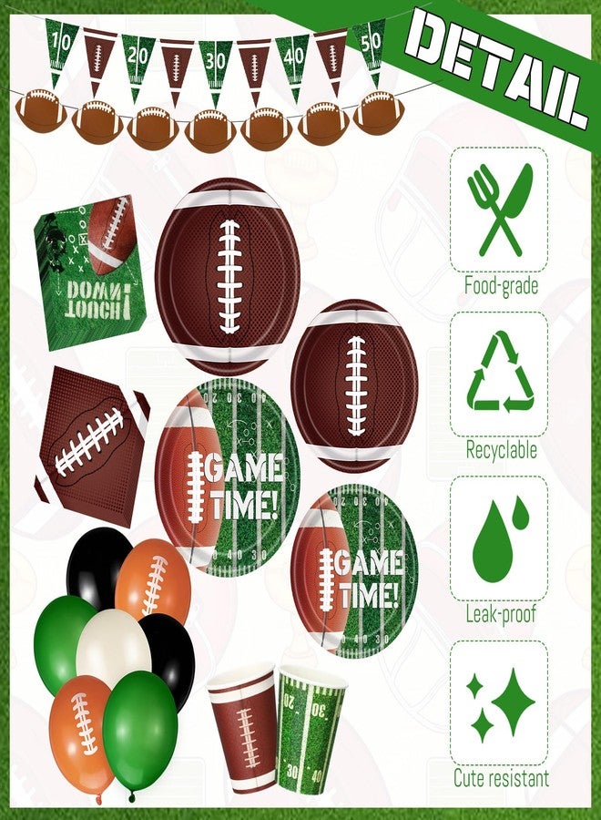 Pickmesh 294 Pcs Football Party Decoration Football Plates Napkins Cups Tablecloth with Balloons and Banners Party Supplies for Birthday Game Tailgate Party Decorations, Serve 50 - Image 3